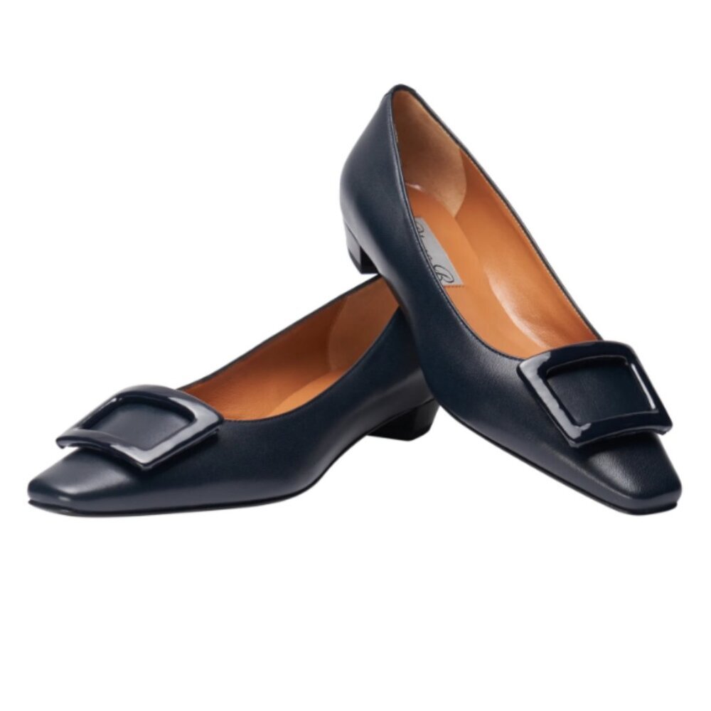 Diane B. Women's Black Paris Buckle Kitten-like Heel‎ Size 38